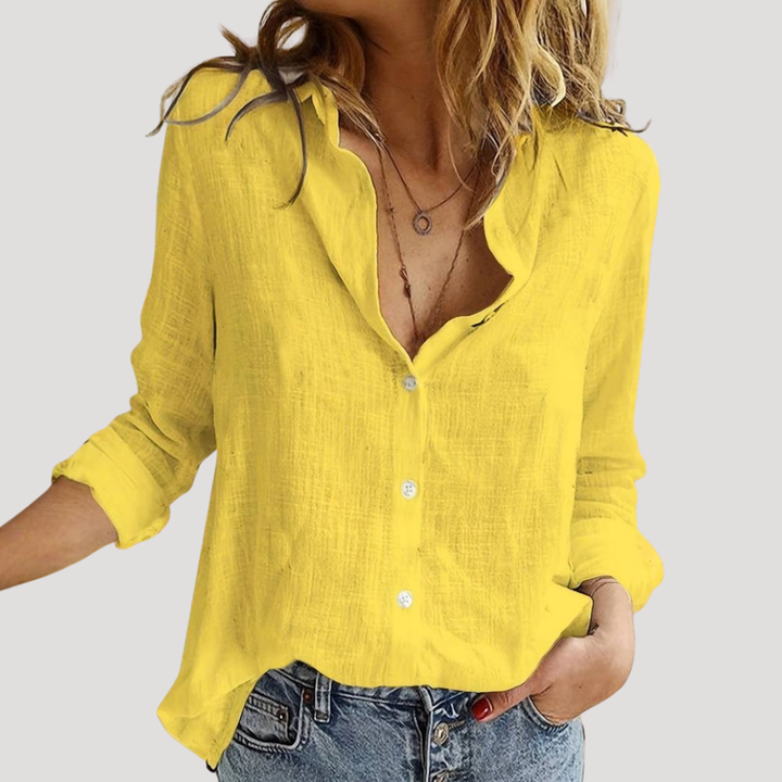 Rosalinda | Women's Relaxed Button Down Blouse - Pink - Image 2