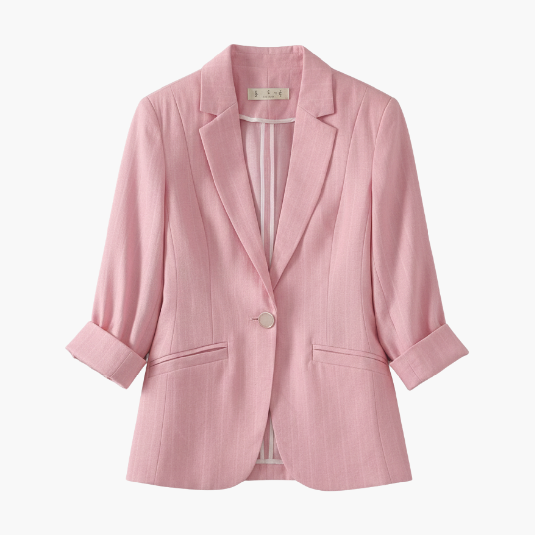 Rosamund | Women's 3/4 Sleeve Pink Blazer - Pink - Image 1