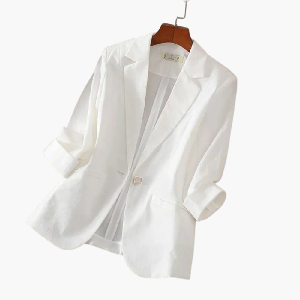 Rosamund | Women's 3/4 Sleeve Pink Blazer - Pink - Image 2