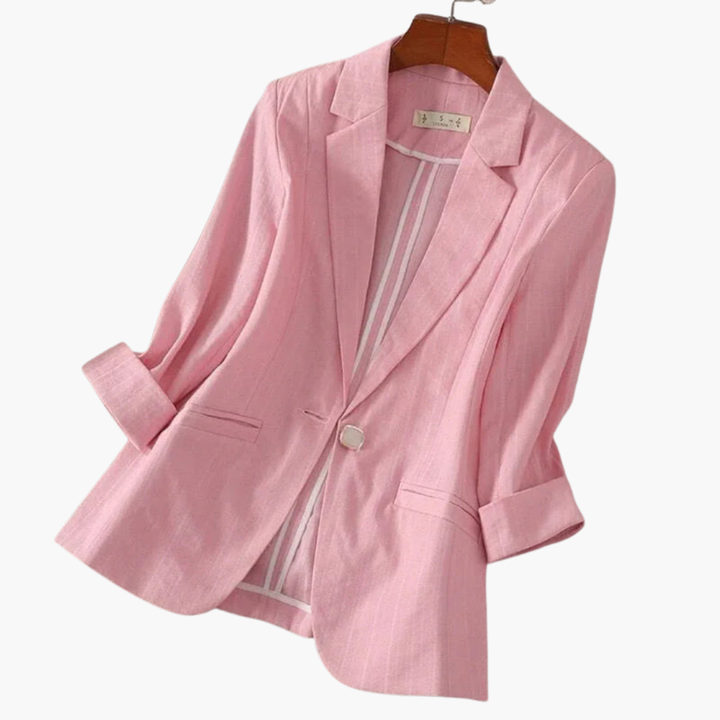 Rosamund | Women's 3/4 Sleeve Pink Blazer - Pink - Image 5