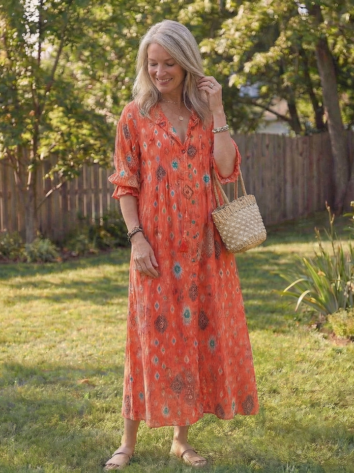 Roselyn | Women's Floral Button Front Maxi Dress - Floral - Image 3