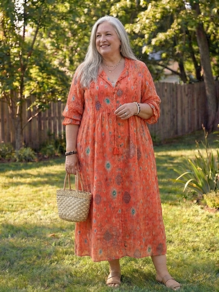 Roselyn | Women's Floral Button Front Maxi Dress - Floral - Image 4