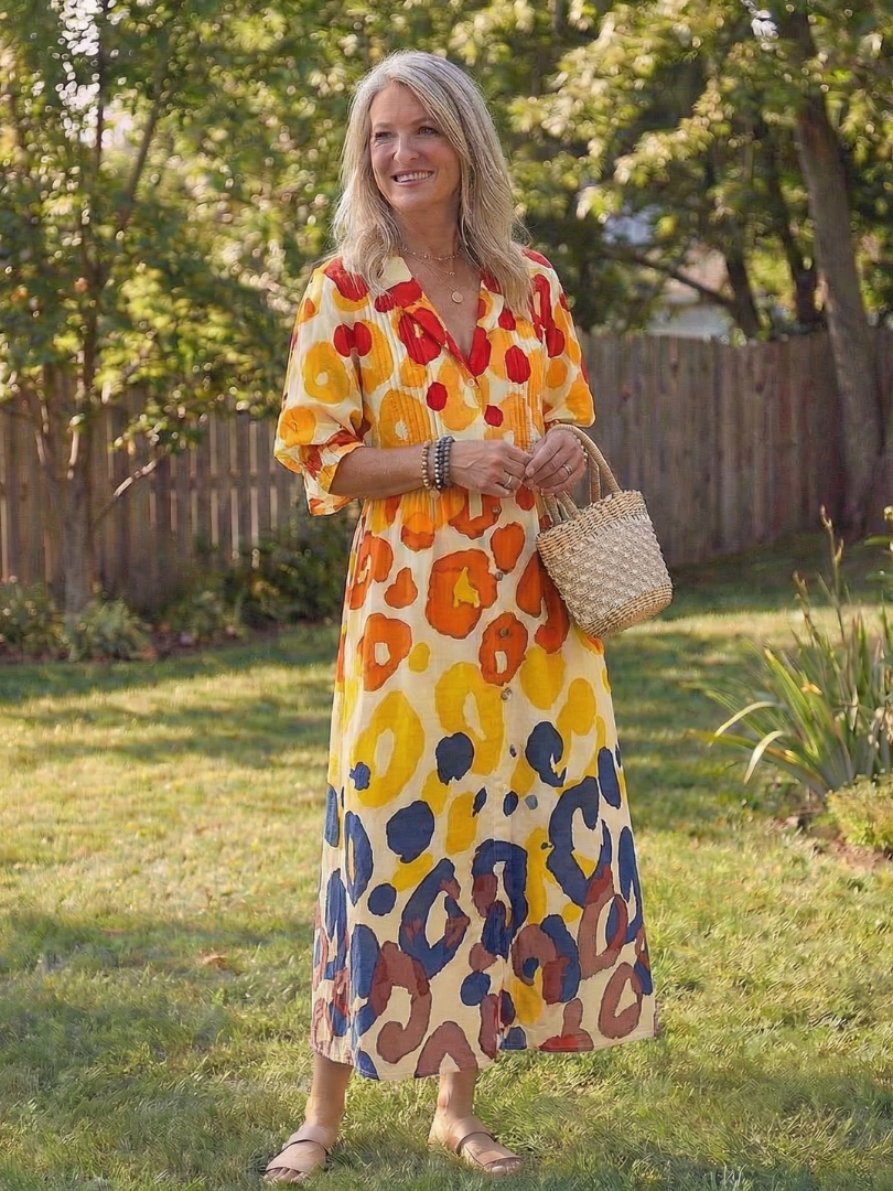 Roselyn | Women's Floral Button Front Maxi Dress - Floral - Image 8