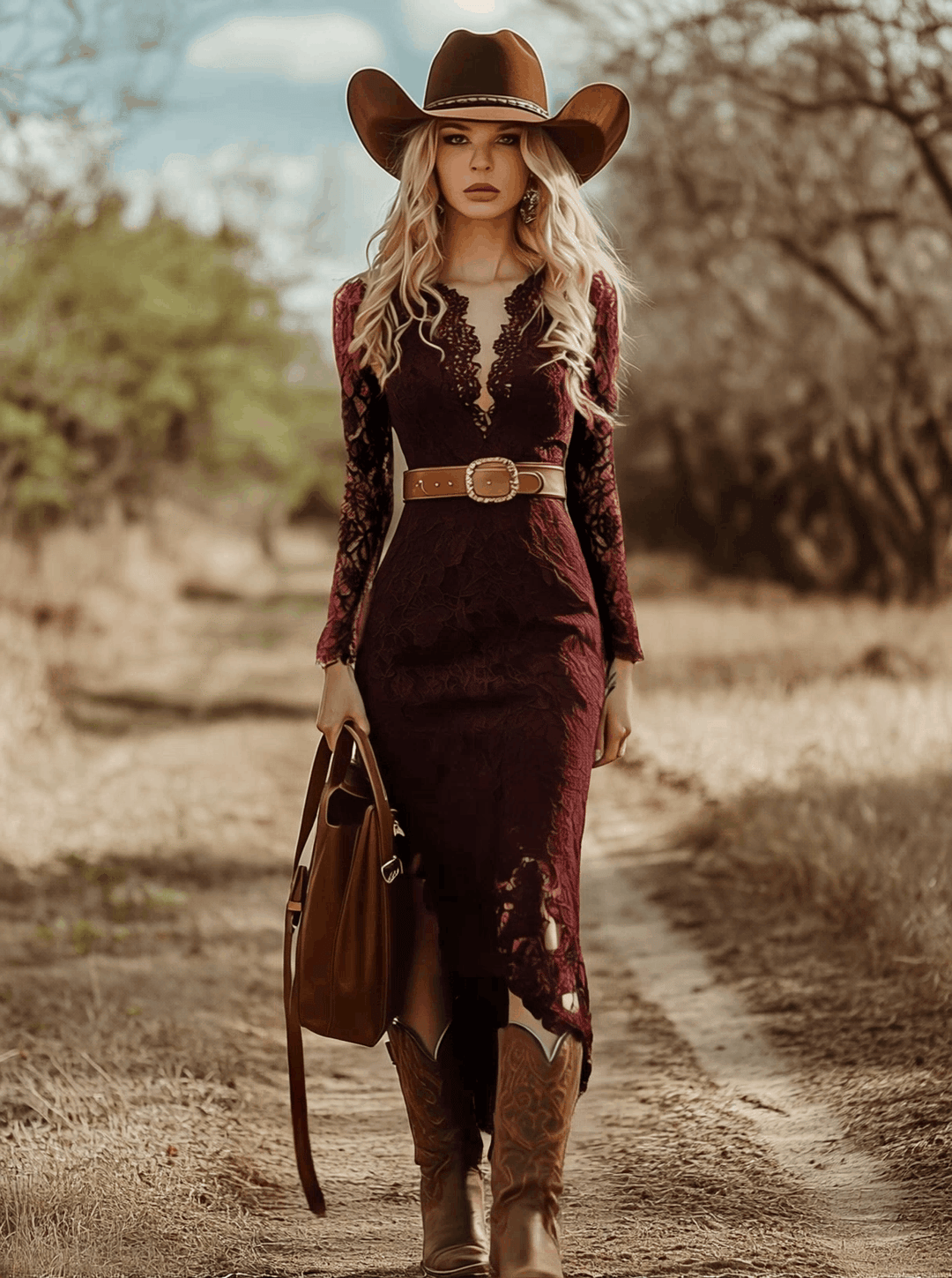 Rosemary | Women's Long Sleeve V Neck Lace Midi Dress - Navy - Image 5