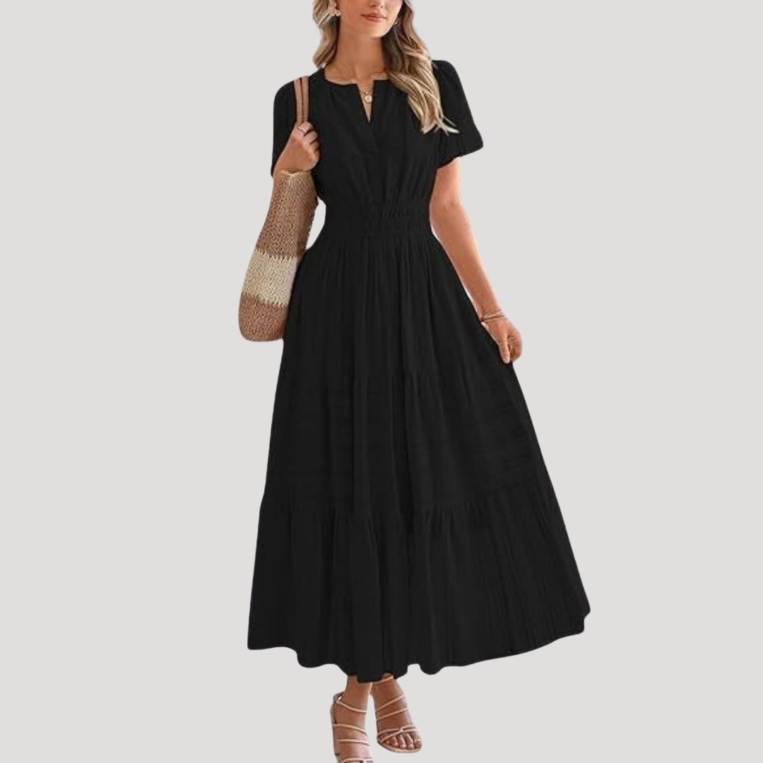 Rosemary | Women's Smocked Waist Tiered Maxi Dress - White - Image 2