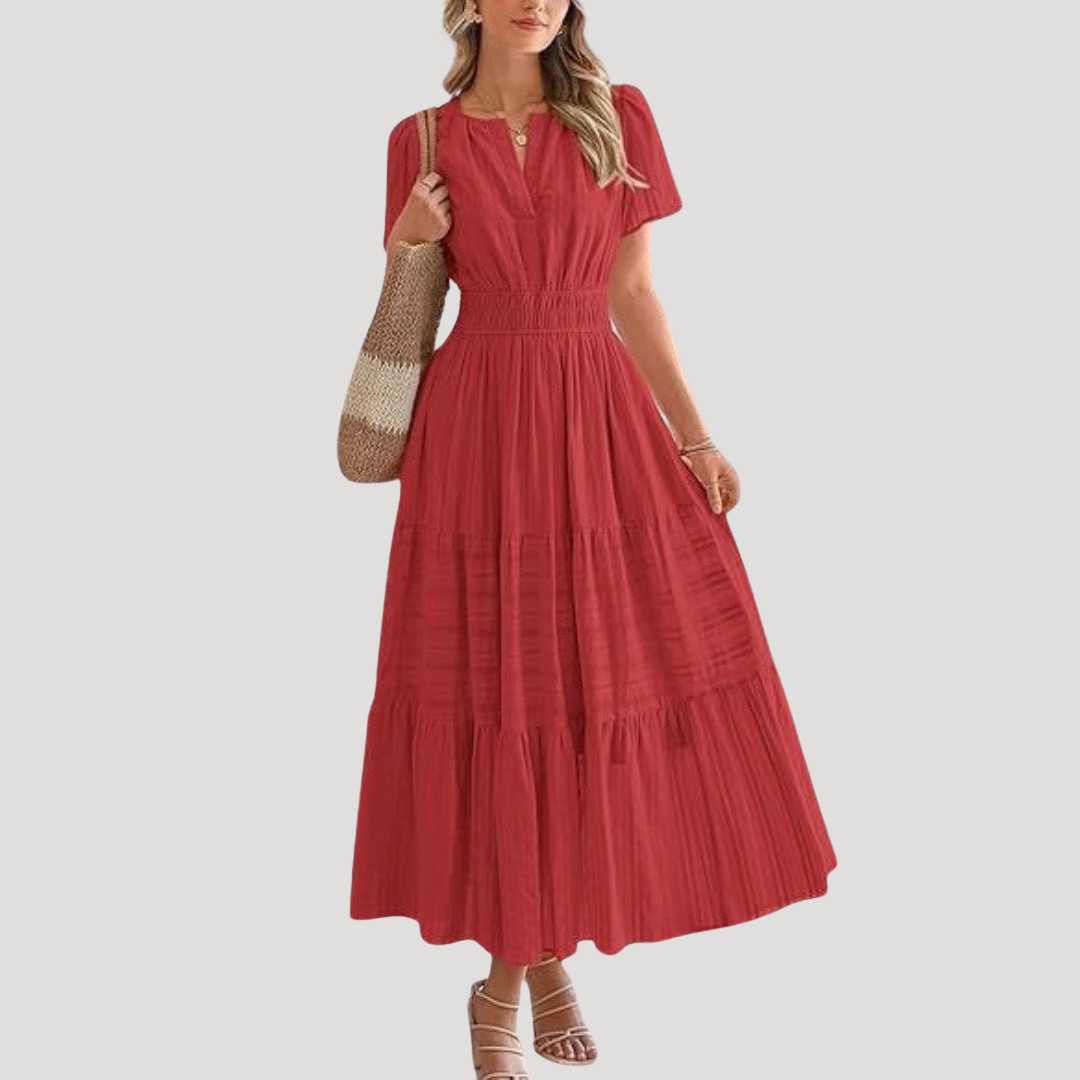 Rosemary | Women's Smocked Waist Tiered Maxi Dress - White - Image 4