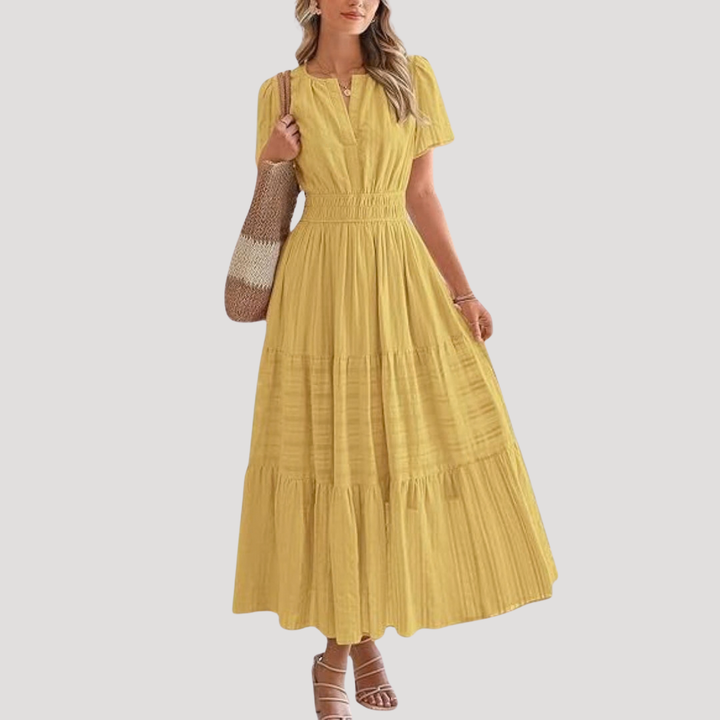 Rosemary | Women's Smocked Waist Tiered Maxi Dress - White - Image 6