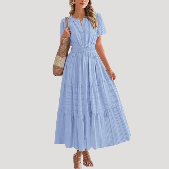 Rosemary | Women's Smocked Waist Tiered Maxi Dress - White - Image 7