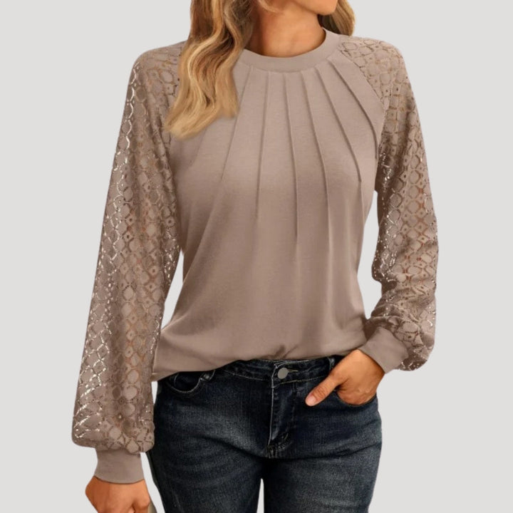 Roswyn | Women's Round Neck Lace Sleeve Blouse - Image 4