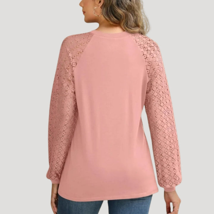 Roswyn | Women's Round Neck Lace Sleeve Blouse - Image 5