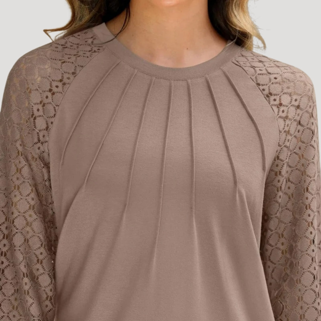 Roswyn | Women's Round Neck Lace Sleeve Blouse - Image 7