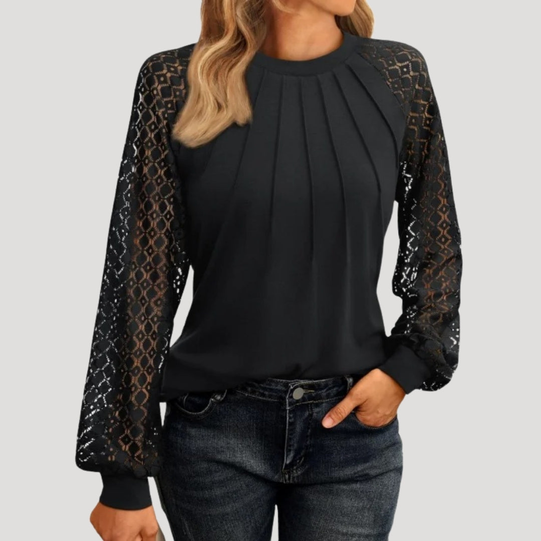 Roswyn | Women's Round Neck Lace Sleeve Blouse - Image 8