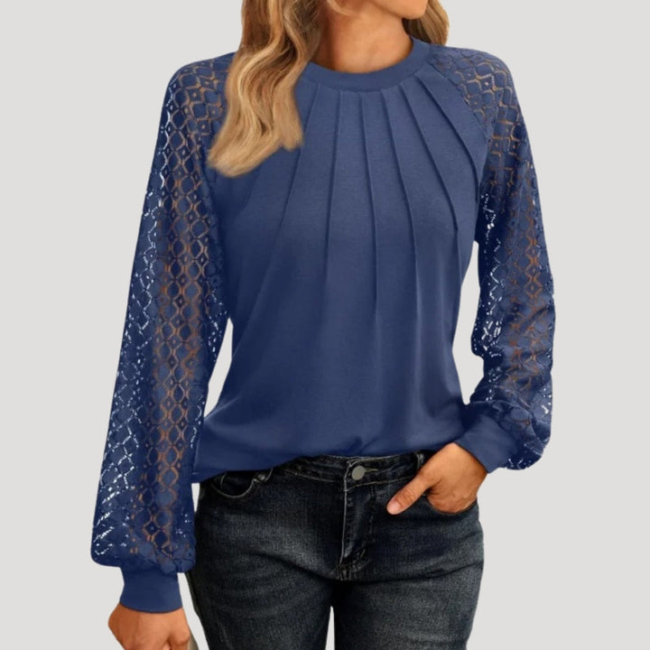Roswyn | Women's Round Neck Lace Sleeve Blouse - Image 9