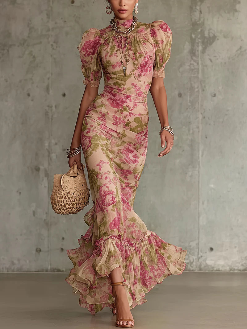 Rowan | Women's Floral Mock Neck Maxi Dress - Floral - Image 1