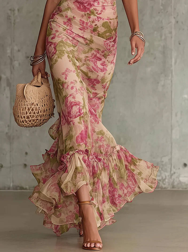 Rowan | Women's Floral Mock Neck Maxi Dress - Floral - Image 3