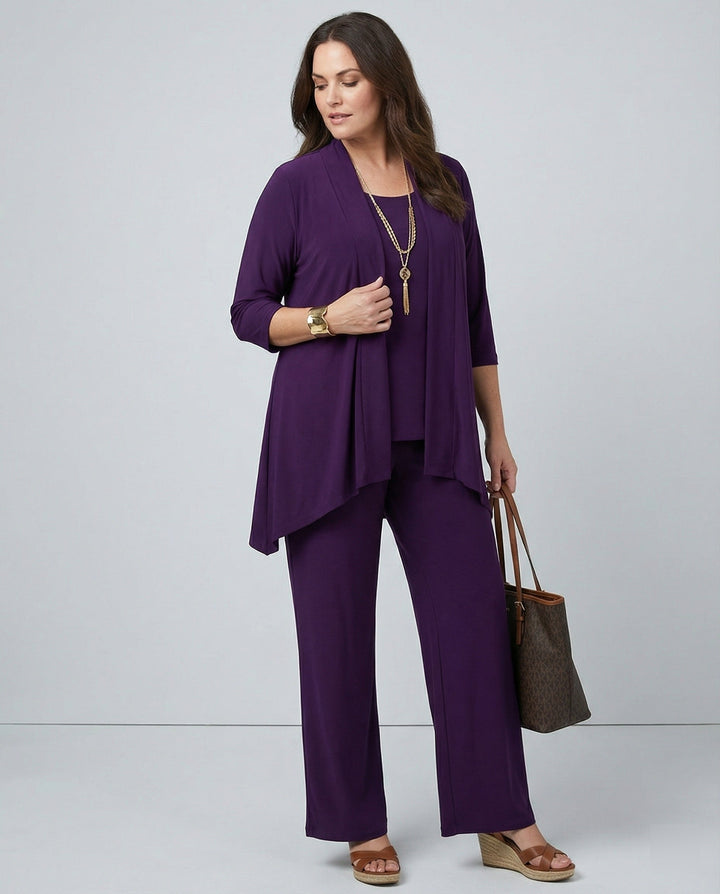 Rowena | Women's 3 Piece Pant Suit Set - Purple - Image 1