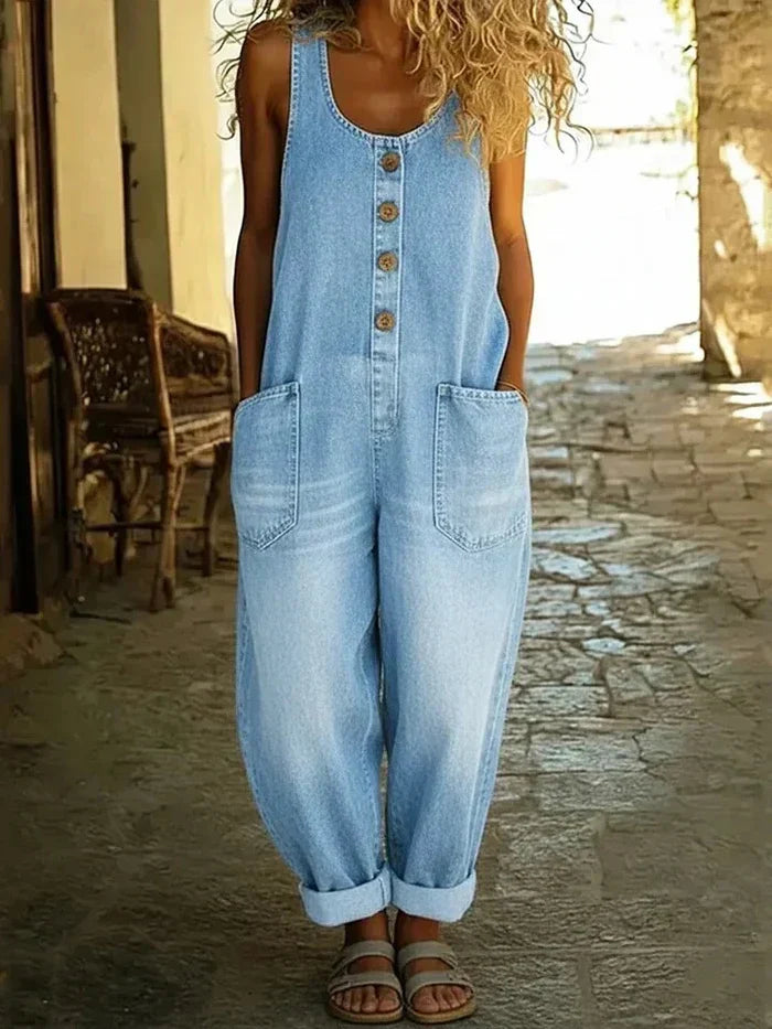 Willow | Women's Denim Overalls Loose Fit Sleeveless Jumpsuit