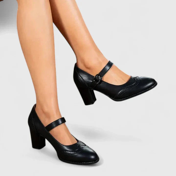 Scarlet | Women's Block Heel Mary Jane Shoes - Black - Image 1