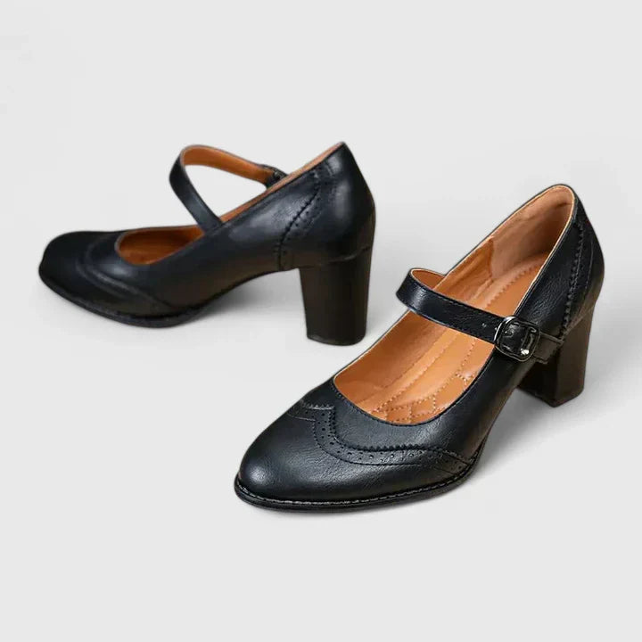 Scarlet | Women's Block Heel Mary Jane Shoes - Black - Image 10