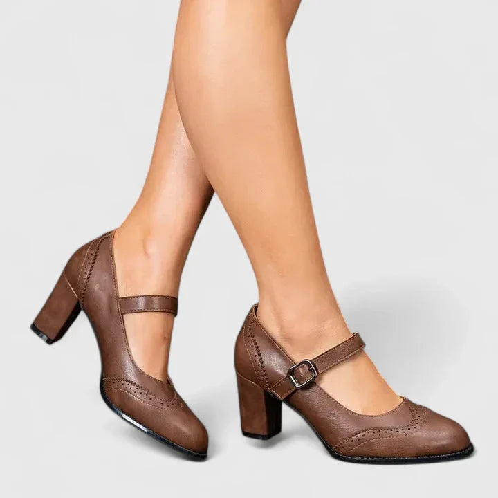 Scarlet | Women's Block Heel Mary Jane Shoes - Black - Image 2