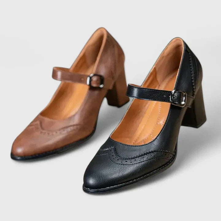 Scarlet | Women's Block Heel Mary Jane Shoes - Black - Image 3