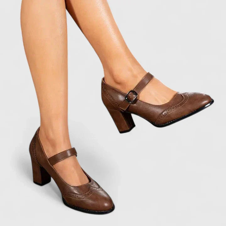 Scarlet | Women's Block Heel Mary Jane Shoes - Black - Image 4
