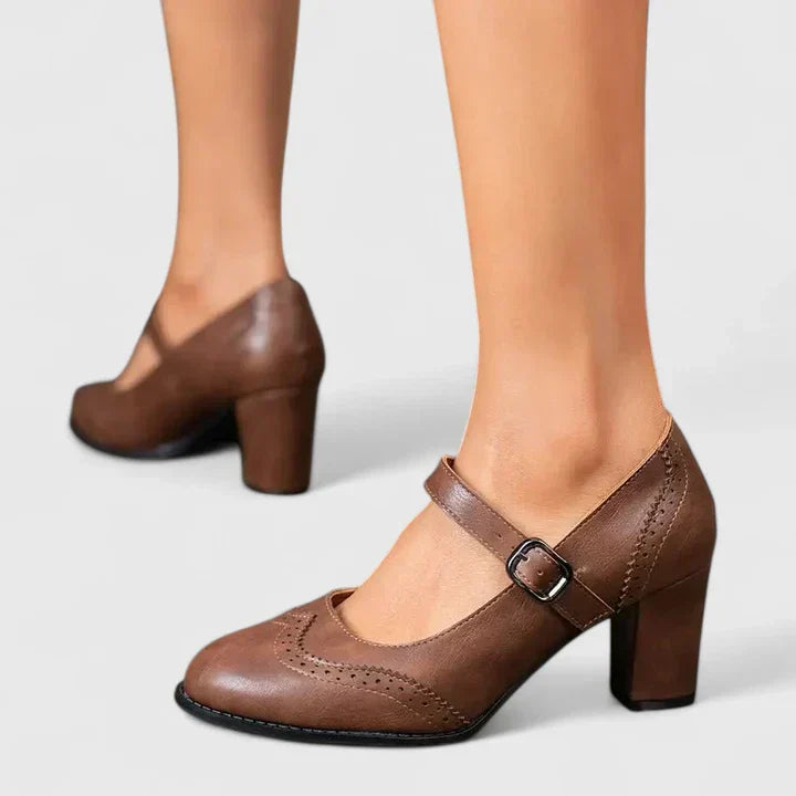 Scarlet | Women's Block Heel Mary Jane Shoes - Black - Image 8