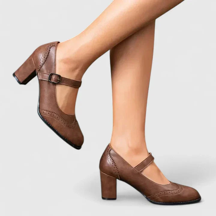 Scarlet | Women's Block Heel Mary Jane Shoes - Black - Image 9