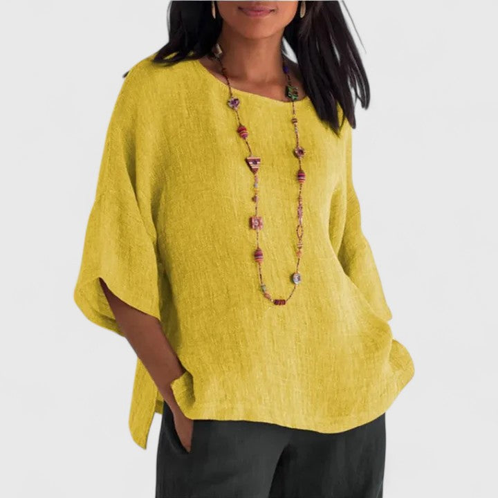 Serena | Women's Round Neck 3/4 Sleeve Blouse - Grey - Image 5