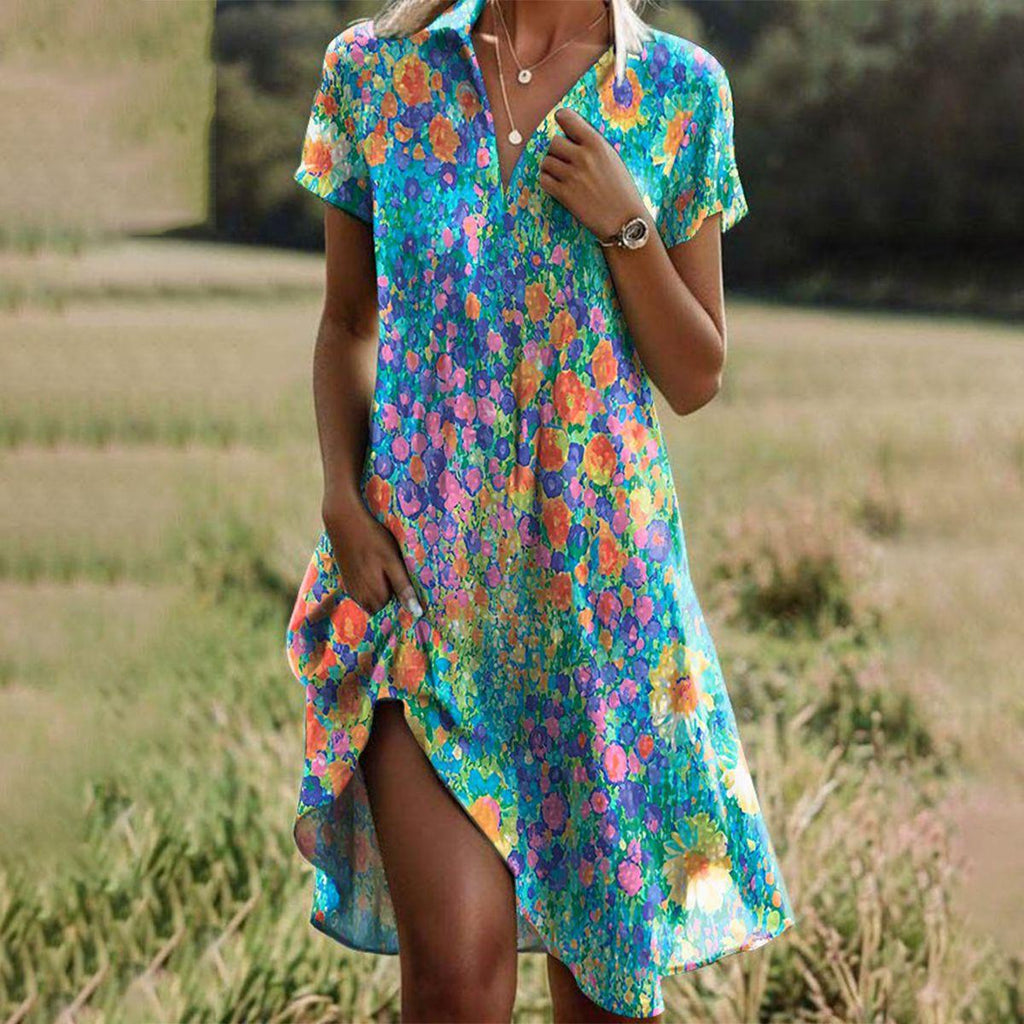 Joanne | Boho Chic Summer Dress, Red / M