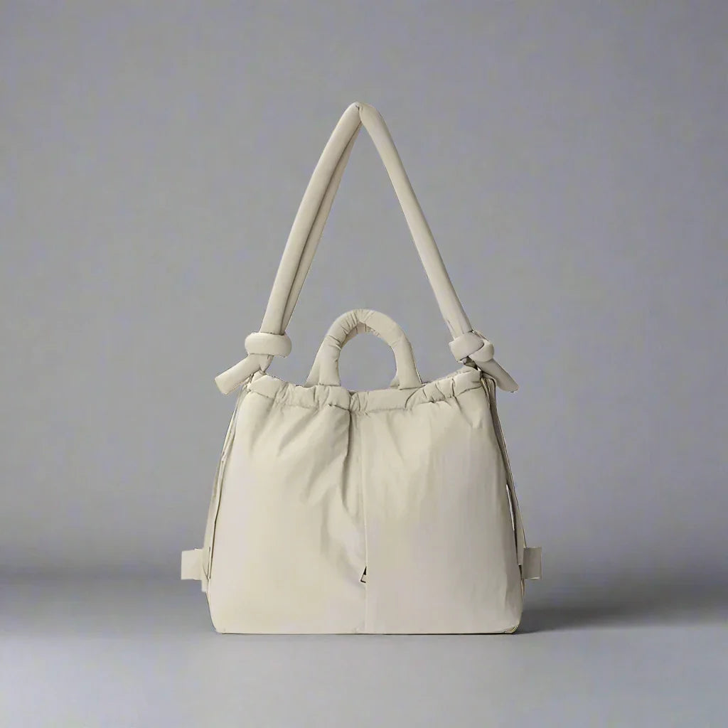 Sienna | Women's Quilted Puffer Tote Bag - Beige - Image 11