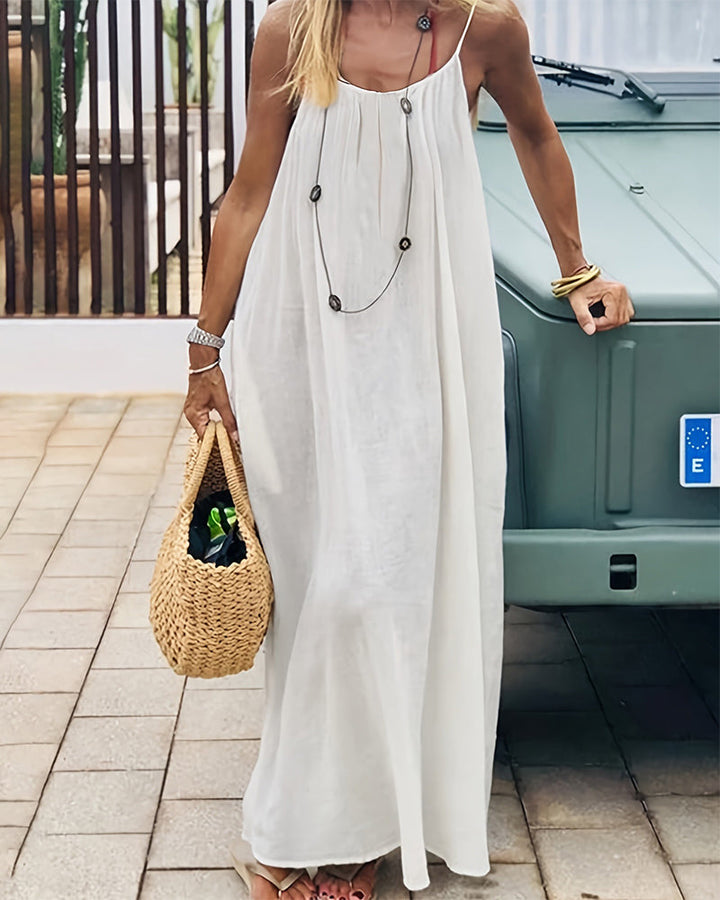 Sloane | Women's Sleeveless Cami Maxi Dress - Beige - Image 1