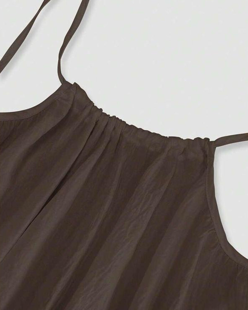 Sloane | Women's Sleeveless Cami Maxi Dress - Beige - Image 13