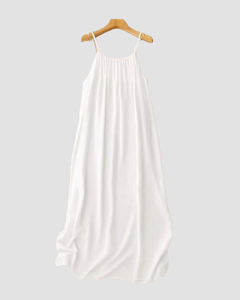 Sloane | Women's Sleeveless Cami Maxi Dress - Beige - Image 18