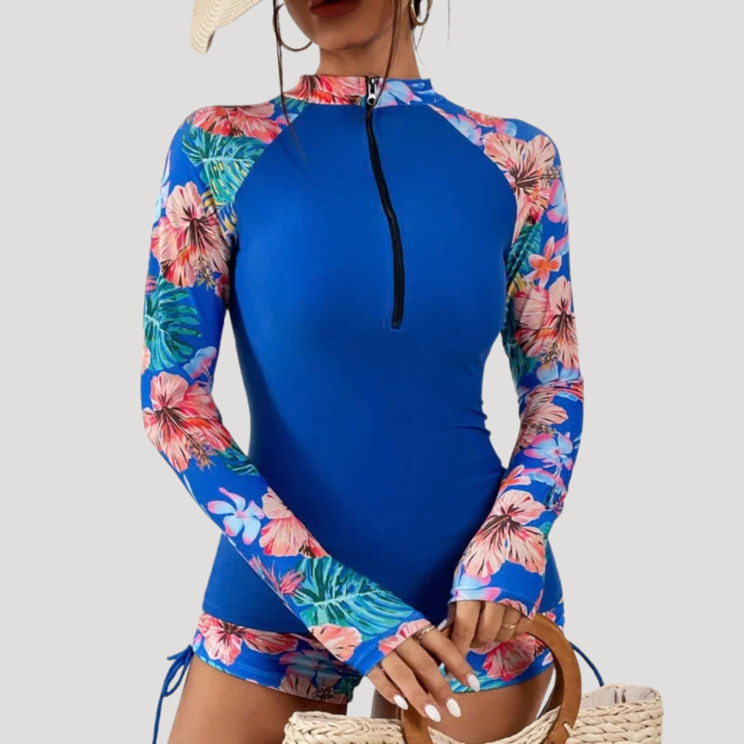 Solange | Women's Floral Long Sleeve Two Piece Swimsuit - Floral - Image 6