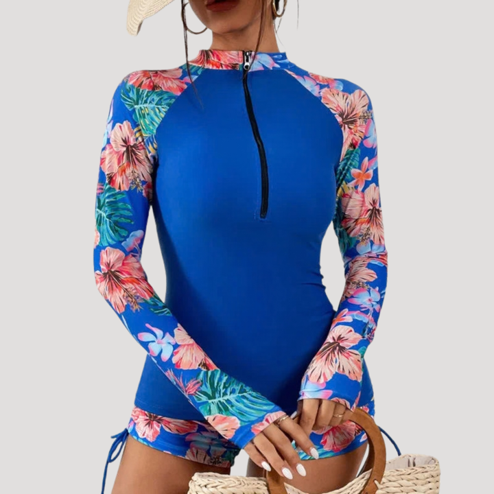 Solange | Women's Floral Long Sleeve Two Piece Swimsuit - Floral - Image 6