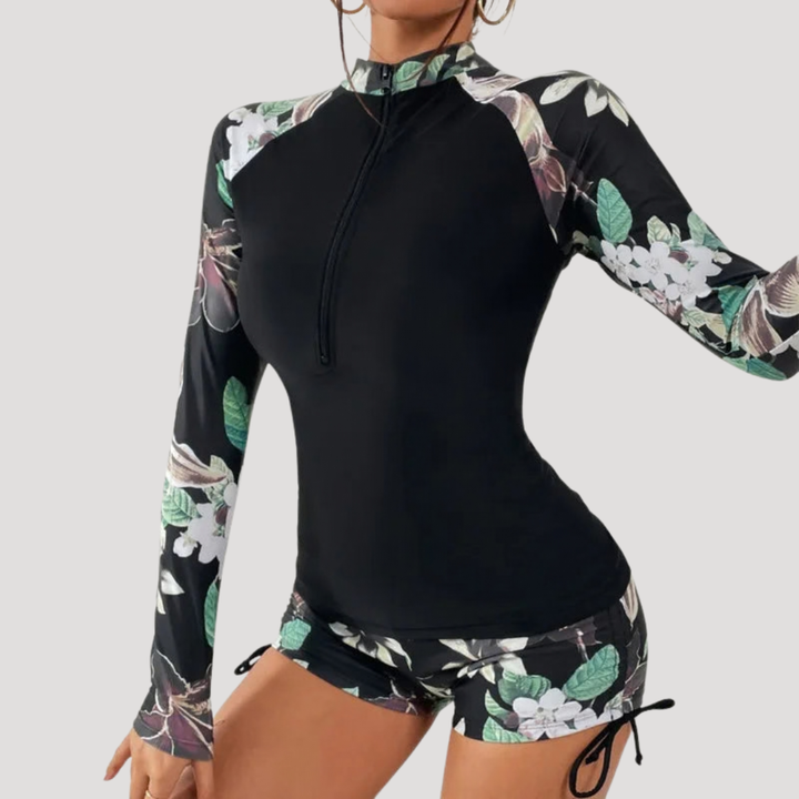 Solange | Women's Floral Long Sleeve Two Piece Swimsuit - Floral - Image 9