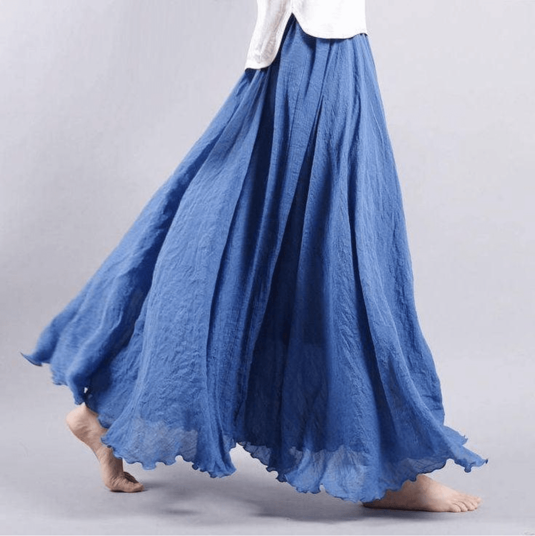 Solange | Women's Flowy Boho Maxi Skirt - Dark Pink - Image 2