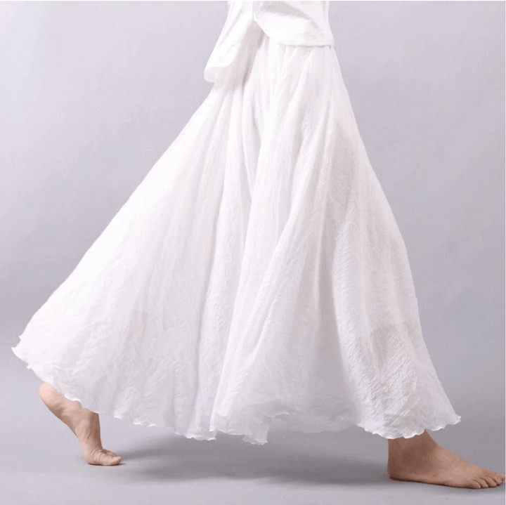 Solange | Women's Flowy Boho Maxi Skirt - Dark Pink - Image 3