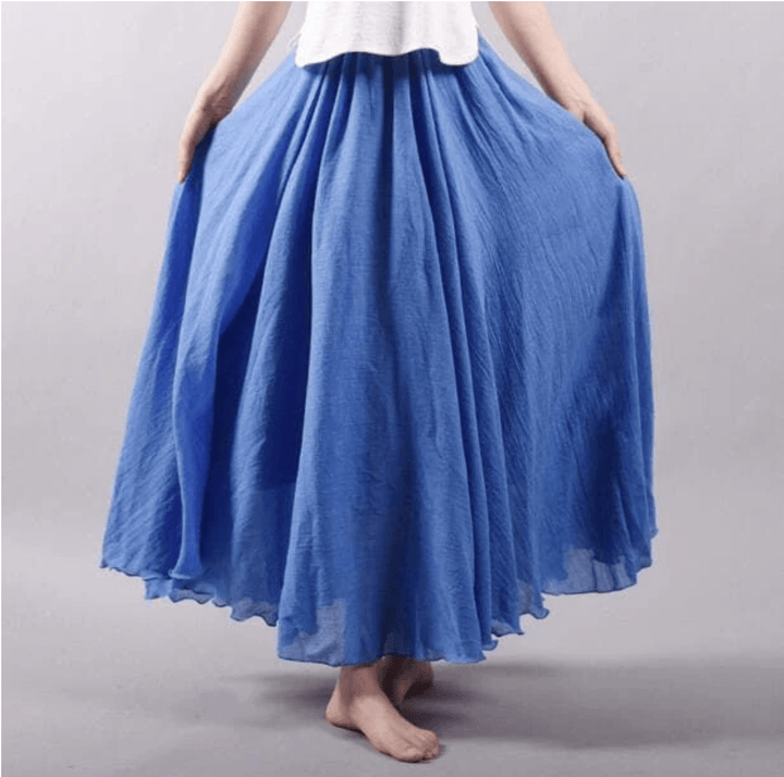 Solange | Women's Flowy Boho Maxi Skirt - Dark Pink - Image 4