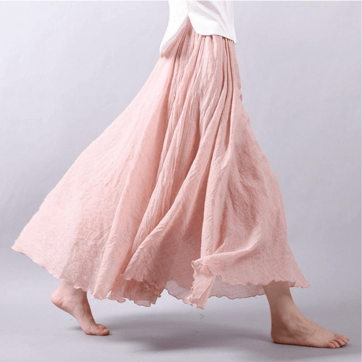 Solange | Women's Flowy Boho Maxi Skirt - Dark Pink - Image 5