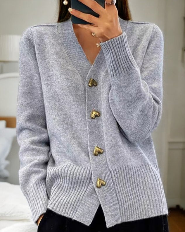 Brooke™ | Elegant Heart Button Cardigan