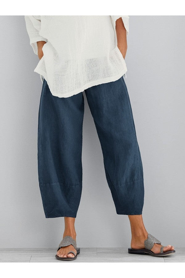 Sylvaine | Women's Loose Fit Tapered Cropped Pants - Light Grey - Image 4