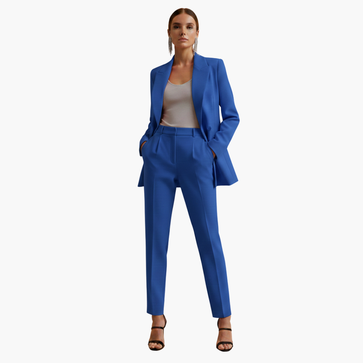 Tabitha | Women's Double Breasted Blazer Suit Set - Light Blue - Image 10