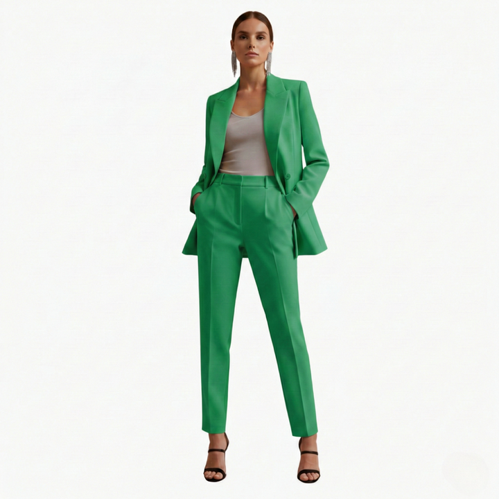 Tabitha | Women's Double Breasted Blazer Suit Set - Light Blue - Image 13