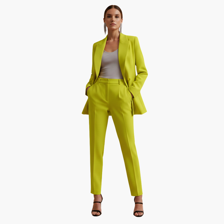 Tabitha | Women's Double Breasted Blazer Suit Set - Light Blue - Image 15
