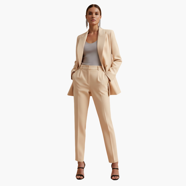 Tabitha | Women's Double Breasted Blazer Suit Set - Light Blue - Image 7