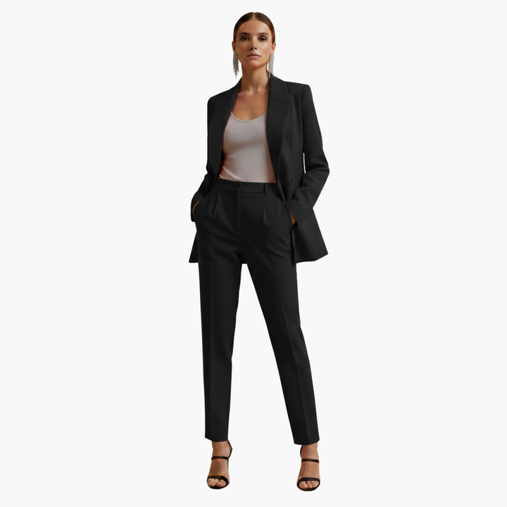 Tabitha | Women's Double Breasted Blazer Suit Set - Light Blue - Image 8