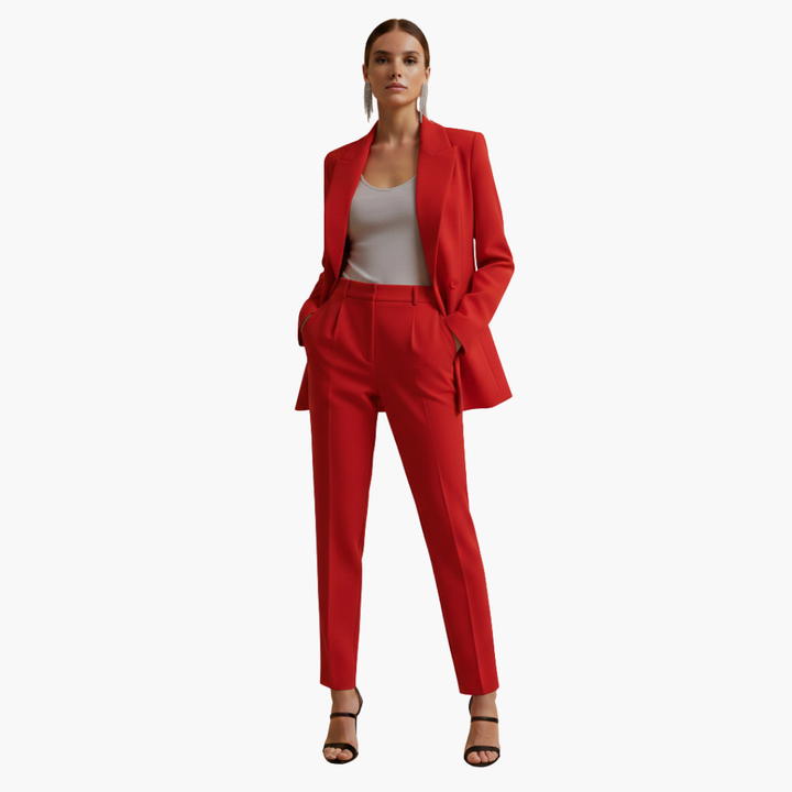 Tabitha | Women's Double Breasted Blazer Suit Set - Light Blue - Image 9