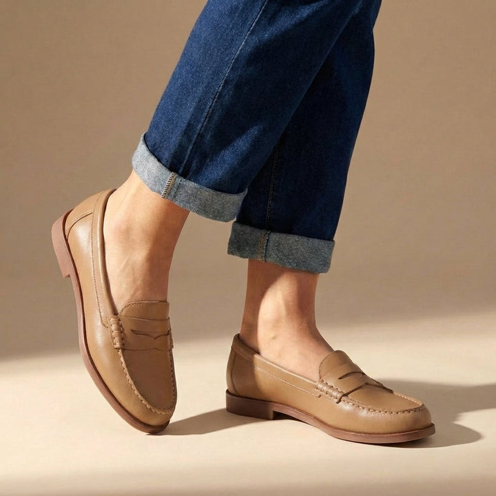 Tansy | Women's Classic Penny Loafer Flat Slip-On Shoe - Brown - Image 3